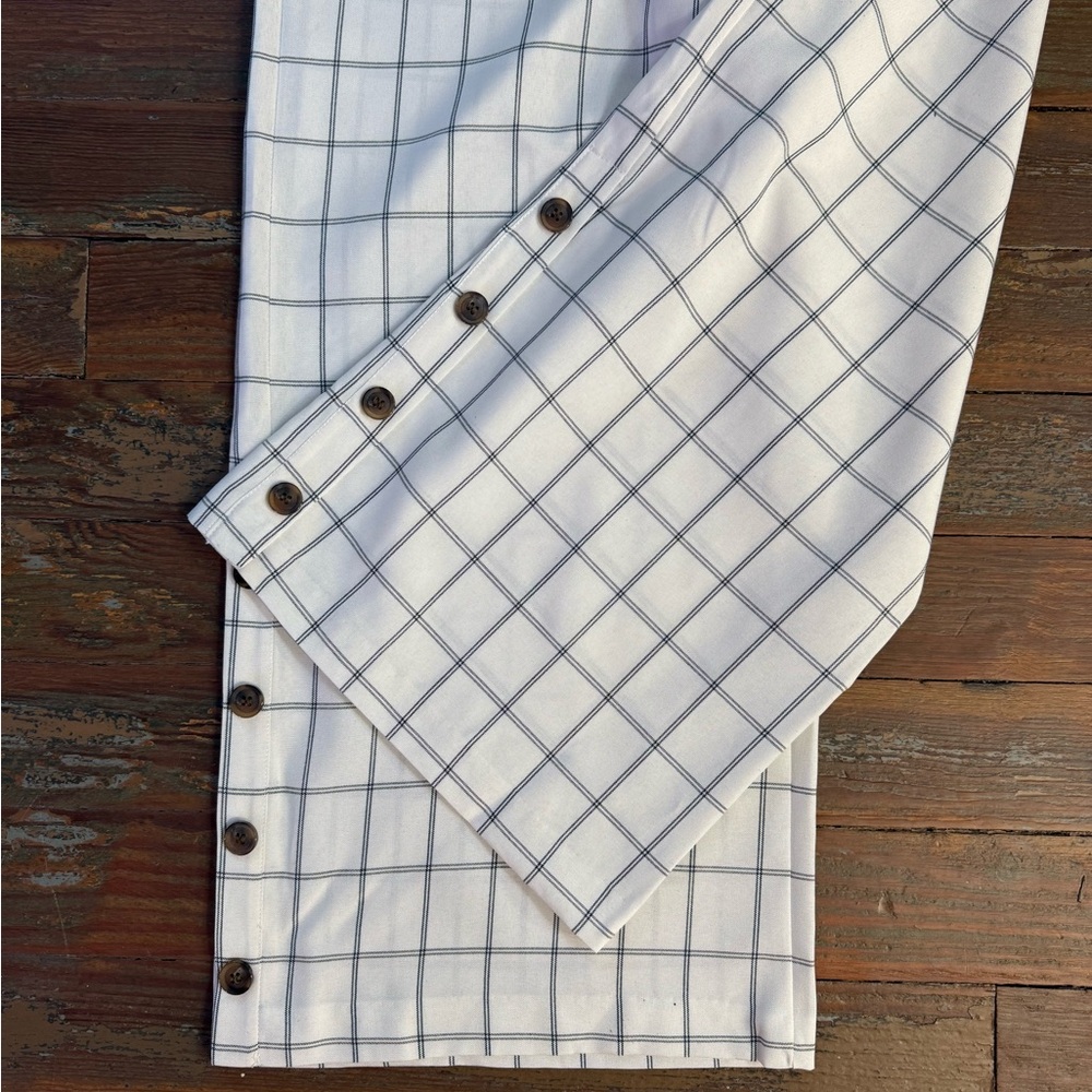 Skies Are Blue Windowpane Plaid Wide Leg Crop Pull On Pants Button Hem Sz S ๐๐ - Picture 7 of 8